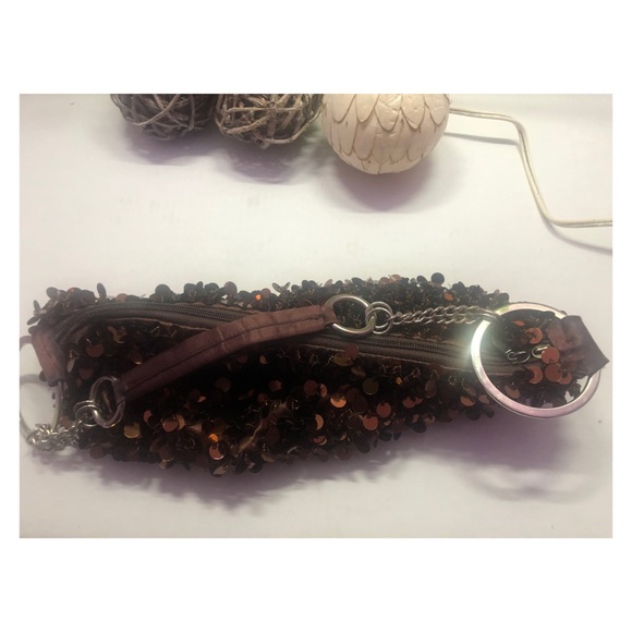 Vintage sequin brown handbag - Picture 5 of 6